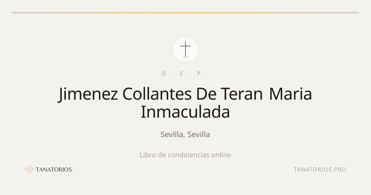 Memorial de Jimenez Collantes De Teran Maria Inmaculada