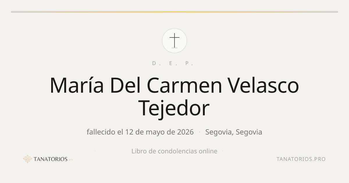 Memorial de María Del Carmen Velasco Tejedor