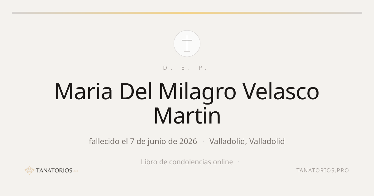 Memorial de Maria Del Milagro Velasco Martin