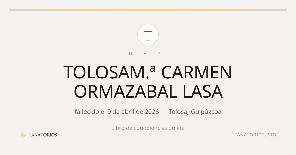 Memorial de TOLOSAM.ª CARMEN ORMAZABAL LASA