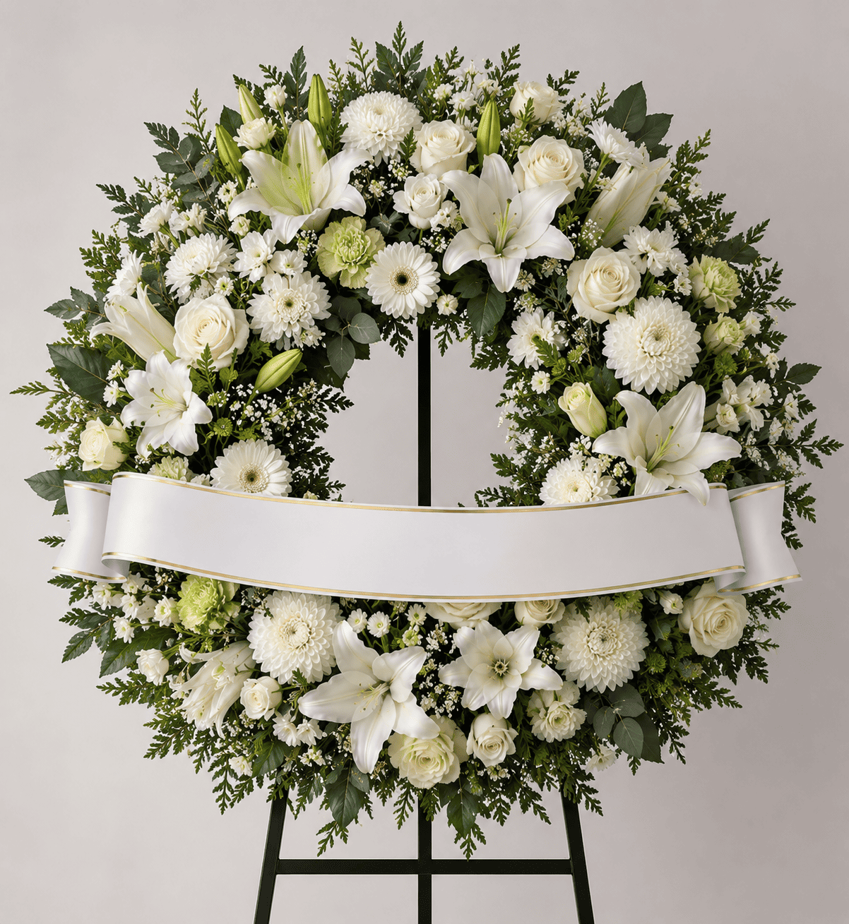 Corona de rosas blancas