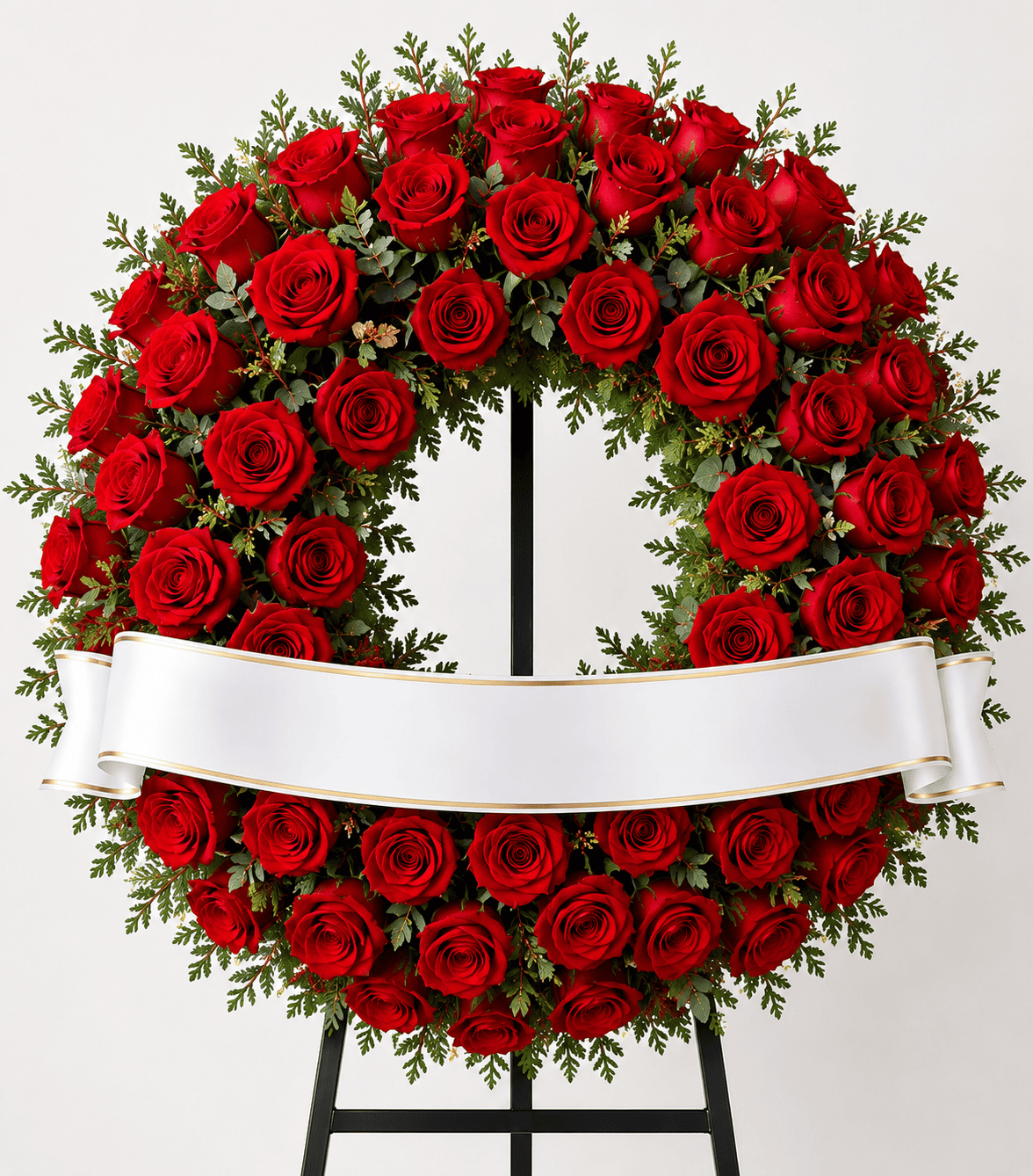 Corona de rosas rojas