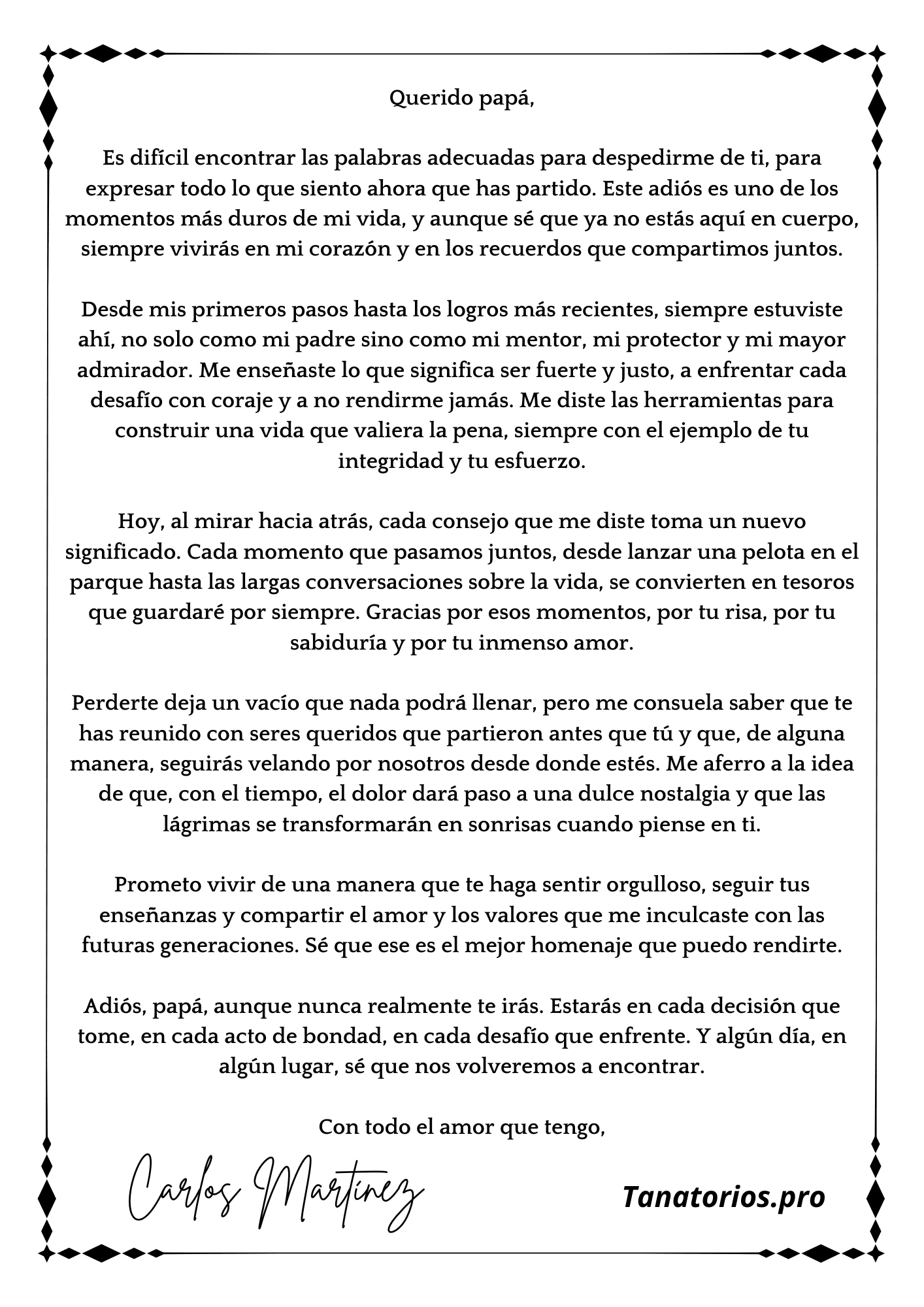 carta de despedida a un padre - tanatorios.pro